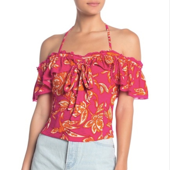 Free People Tops - Free People NWT Cha Cha Cold Shoulder  Raspberry